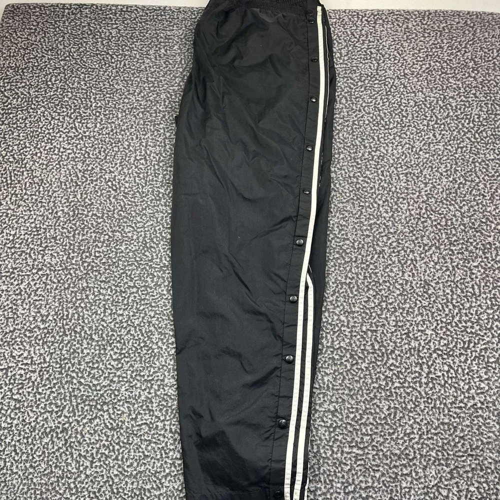 Vintage Adidas Track Pants Men Large Black White 3 Stripe Snap Button 40x31 L